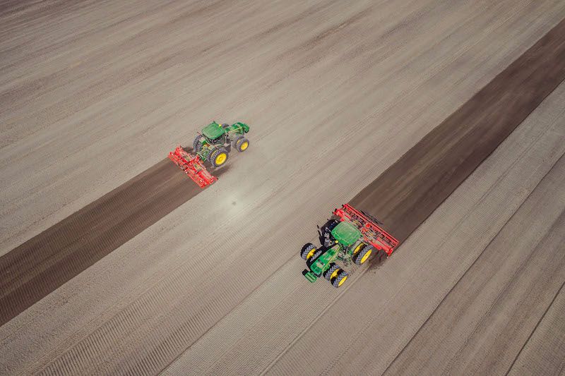 Top view of two tractors